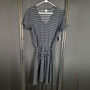 Old NavynStriped Black/grey V-Neck Dress - Medium
